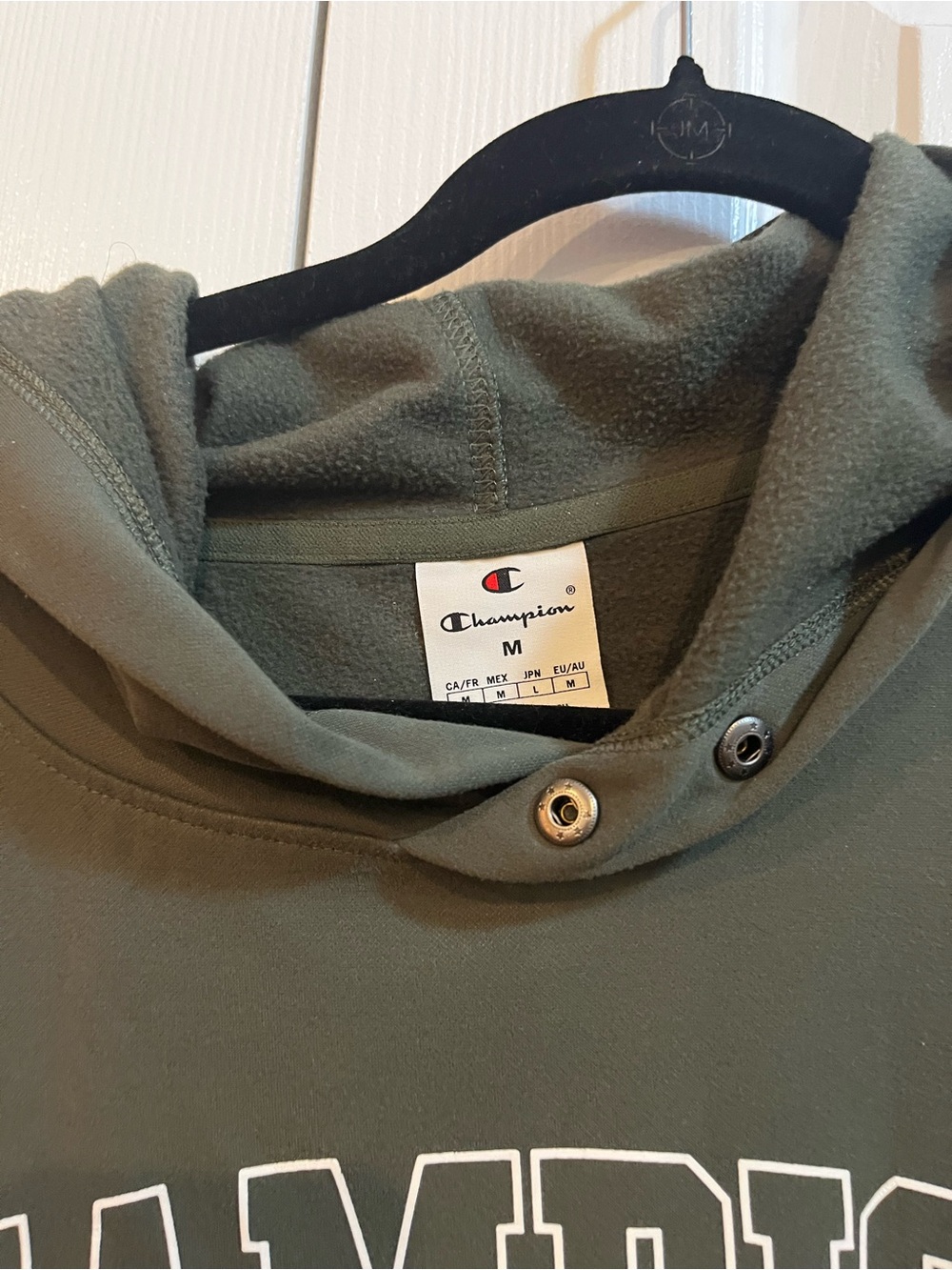 Champion Men's Olive Crewneck Sweatshirt with Hood